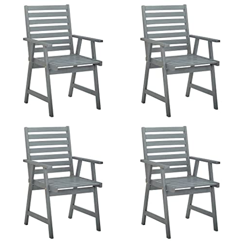 Dieser Artikel: Esszimmerstühle für den Außenbereich, 4 Stück, graues Massivholz, Akazie von csderty