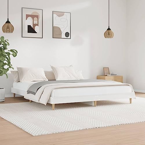 Furniture Home Tools Bettgestell Hochglanz Weiß 160x200 cm Holzwerkstoff von csderty