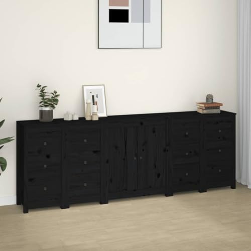 csderty Furniture Home Tools Sideboard Schwarz 230x35x80cm Massivholz Kiefer von csderty