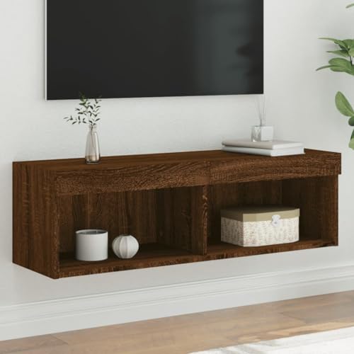 csderty Furniture Home Tools TV-Schrank mit LED-Lichtern Braun Eiche 100x30x30cm von csderty
