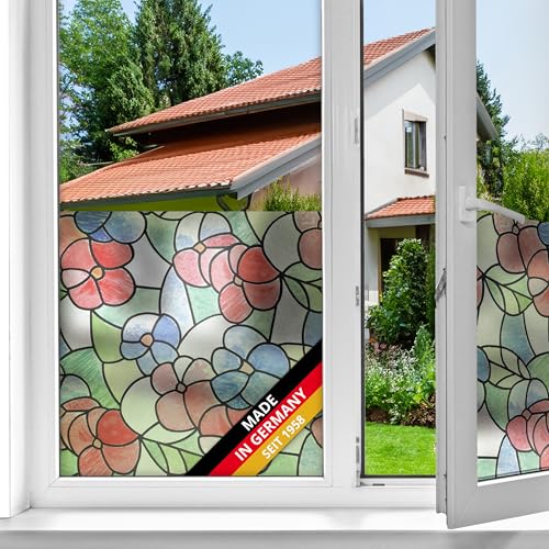 d-c-fix Fensterfolie Lisboa rot selbstklebend Sichtschutz beidseitig blickdicht Folie für Bad-Fenster, Küche, Glastür Milchglasfolie Sichtschutzfolie Glasfolie 45 cm x 2 m von d-c-fix