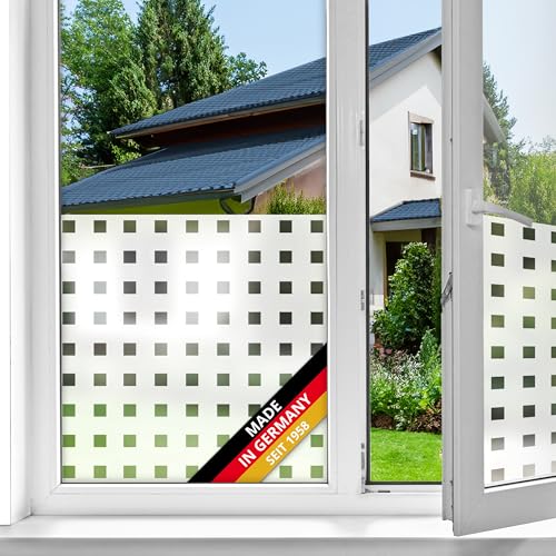 d-c-fix Fensterfolie static Premium Caree UV Sichtschutz beidseitig blickdicht statisch selbsthaftend Folie für Bad-Fenster, Küche, Glastür Milchglasfolie Sichtschutzfolie Glasfolie 67,5 cm x 1,5 m von d-c-fix