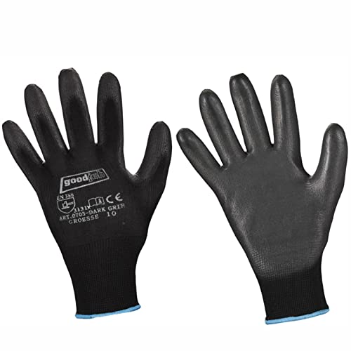 D2D | 120 Paar - Dark Grip Handschuhe - Größe: 9 (L) - Schwarz aus Polyester mit einer PU Beschichtung - Norm EN 388 - Arbeitshandschuhe - PU-Montagehandschuhe von d2d-needs