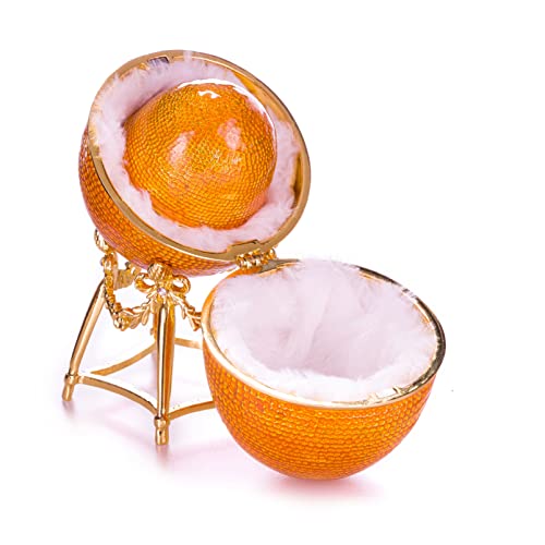 Fabergé-Stil Huhn Ei/Schmuckkästchen mit Hühnchen 13 cm gelb von danila-souvenirs