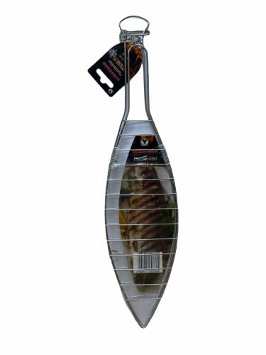 daniplus Fischbräter, Fischgitter, Grillguthalter für Fisch, Fisch-Grillzange aus Edelstahl 40cm lang von daniplus
