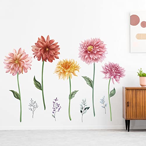 decalmile Wandtattoo Große Garten Blumen Wandaufkleber Rosa Blüte Wandsticker Schlafzimmer Wohnzimmer Sofa TV Hintergrund Wanddeko von decalmile