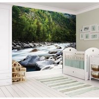 Berg Fluss Baum Wald Rock Natur Wand Bildwand Schlafzimmer Küche Wandbezug, Wanddekoration von decalsst