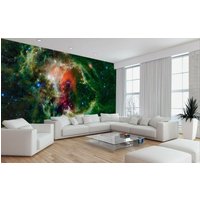 Space Galaxy Stars Planets Grüne Tapete Wandbild Foto Schlafzimmer Home Poster Deko Wandbedeckung, Wanddekoration von decalsst