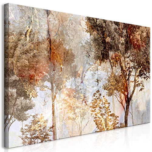 decomonkey Bilder Baum Abstrakt 70x35 cm 1 Teilig Leinwandbilder Bild auf Leinwand Vlies Wandbild Kunstdruck Wanddeko Wand Wohnzimmer Wanddekoration Deko Landschaft Wald Sepia Stein Beton Braun von decomonkey