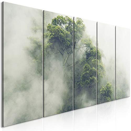 decomonkey Bilder Landschaft Wald 150x60 cm 5 Teilig Leinwandbilder Bild auf Leinwand Vlies Wandbild Kunstdruck Wanddeko Wand Wohnzimmer Wanddekoration Deko bunt natur baum von decomonkey