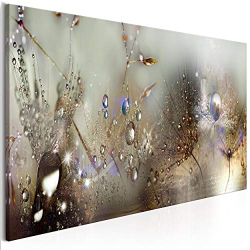 decomonkey Bilder Pusteblume 150x50 cm 1 Teilig Leinwandbilder Bild auf Leinwand Vlies Wandbild Kunstdruck Wanddeko Wand Wohnzimmer Wanddekoration Deko Wanddeko Blumen Tau Pflanzen von decomonkey