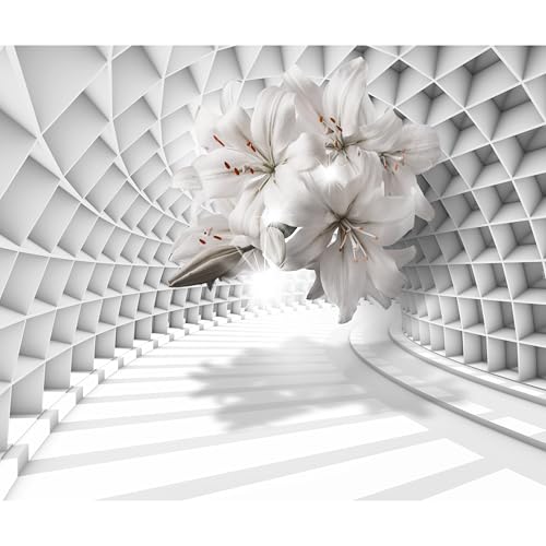 decomonkey Fototapete 3d Effekt Blumen 400x280 cm XL Tapete Wandbild Bild Fototapeten Tapeten Wandtapete Abstrakt Lilien Modern von decomonkey