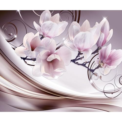 decomonkey Fototapete Blumen Abstrakt 400x280 cm XL Tapete Wandbild Wandbild Bild Fototapeten Tapeten Wandtapete Wandtapete Magnolie Orchidee 3d Effekt violett rosa von decomonkey