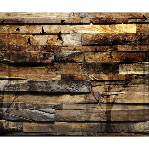 decomonkey Fototapete Holz 300x210 cm XXL Design Tapete Fototapeten Vlies Tapeten Vliestapete Wandtapete moderne Wand Schlafzimmer Wohnzimmer Holzoptik Baum Natur von decomonkey