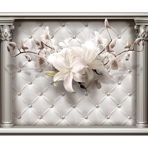 decomonkey Fototapete selbstklebend Blumen Leder 147x105 cm XL Selbstklebende Tapeten Wand Fototapeten Tapete Wandtapete klebend Klebefolie Lilien Architektur Abstrakt beige von decomonkey