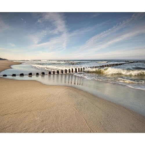 decomonkey Fototapete selbstklebend Strand Meer 343x256 cm XL Selbstklebende Tapeten Wand Fototapeten Tapete Wandtapete klebend Klebefolie Natur Landschaft Sommer von decomonkey