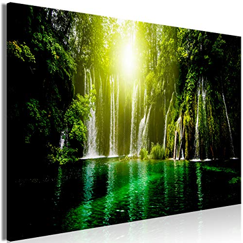 decomonkey | Mega XXXL Bilder Wasserfall | Wandbild Leinwand 165x110 cm Selbstmontage DIY Einteiliger XXL Kunstdruck zum aufhängen | Wald Natur Landschaft von decomonkey