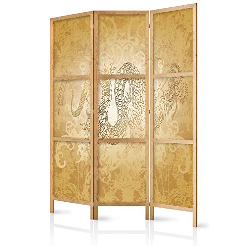 decomonkey Paravent Raumteiler Innen Ornament 135x171 cm 3 Teilig Room Divider Wall Raumteiler Stehend Trennwand Sichtschutz Spanische Wand Sichtschutzwand Wohnzimmer Holz Spa Zen Orient Japan von decomonkey