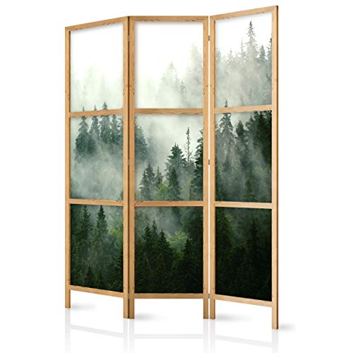 decomonkey Paravent Raumteiler Innen Wald 135x171 cm 3 Teilig Room Divider Wall Raumteiler Stehend Trennwand Sichtschutz Spanische Wand Sichtschutzwand Wohnzimmer Holz Spa Zen Orient Japan von decomonkey