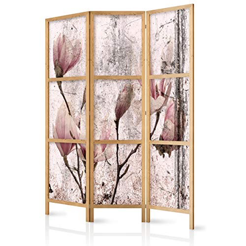 decomonkey Paravent Raumteiler Innen Blumen 135x171 cm 3 Teilig Room Divider Wall Raumteiler Stehend Trennwand Sichtschutz Spanische Wand Sichtschutzwand Wohnzimmer Holz Spa Zen Orient Modern von decomonkey