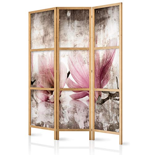 decomonkey Paravent Raumteiler Innen Blumen 135x171 cm 3 Teilig Room Divider Wall Raumteiler Stehend Trennwand Sichtschutz Spanische Wand Sichtschutzwand Wohnzimmer Holz Spa Zen Orient Modern von decomonkey