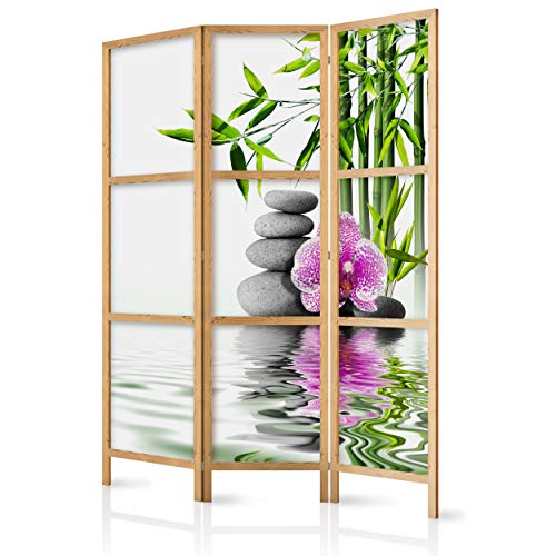 decomonkey Paravent Raumteiler Innen Bambus Spa 135x171 cm 3 Teilig Room Divider Wall Raumteiler Stehend Trennwand Sichtschutz Spanische Wand Sichtschutzwand Wohnzimmer Holz Zen Orient Japan von decomonkey