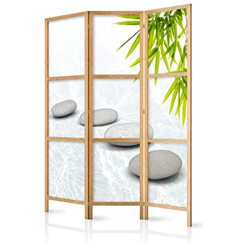 decomonkey Paravent Raumteiler Innen Bambus Spa 135x171 cm 3 Teilig Room Divider Wall Raumteiler Stehend Trennwand Sichtschutz Spanische Wand Sichtschutzwand Wohnzimmer Holz Zen Orient Japan von decomonkey