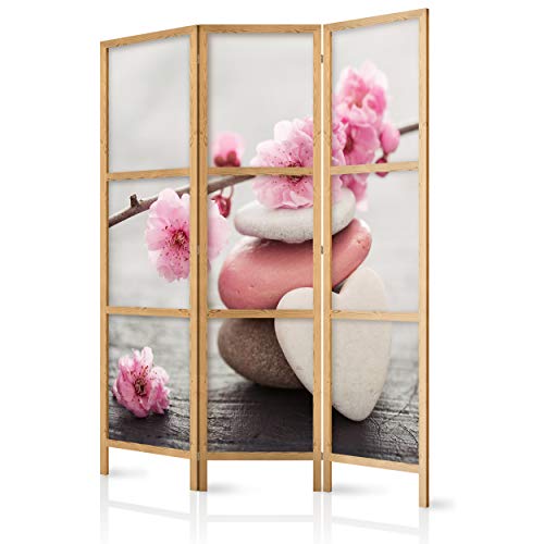 decomonkey Paravent Raumteiler Innen Blumen 135x171 cm 3 Teilig Room Divider Wall Raumteiler Stehend Trennwand Sichtschutz Spanische Wand Sichtschutzwand Wohnzimmer Holz Spa Zen Orient Modern von decomonkey