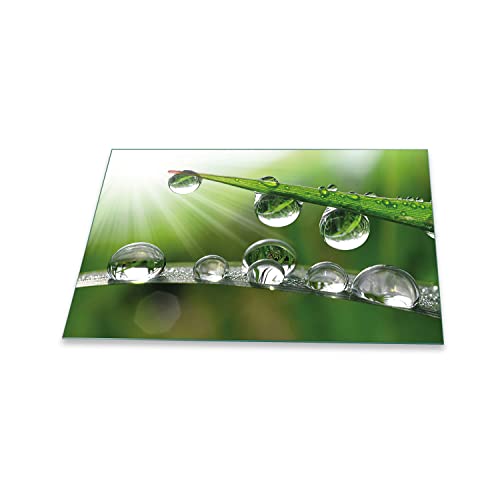 decorwelt | Herdabdeckplatte 80x52 cm 1-Teilig Natur Grün Ceranfeldabdeckung Universal Spritzschutz Glas Deko Elektroherd Induktion für Kochplatten Herdschutz Schneidebrett Sicherheitsglas von decorwelt