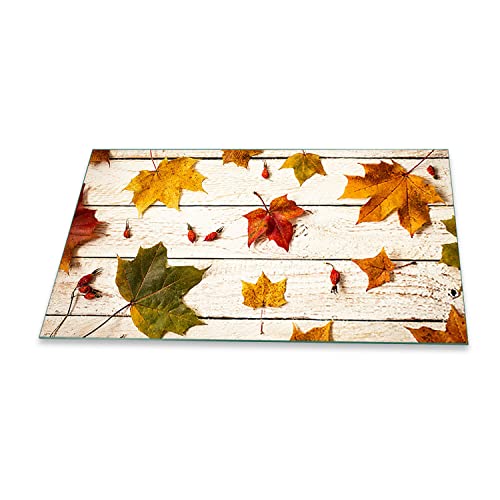 decorwelt | Herdabdeckplatten 90x52 cm 1-Teilig Natur Orange Ceranfeldabdeckung Universal Spritzschutz Glas Deko Elektroherd Induktion für Kochplatten Herdschutz Schneidebrett Sicherheitsglas von decorwelt