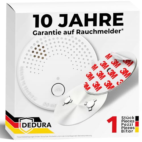 Rauchmelder mit Magnethalterung - Rauchmelder ohne Bohren und Schrauben mit 10 Jahre Garantie - Rauchmelder Magnethalter mit extra starken Klebepads Rauchmelder mit Magnethalterung - Rauchmelder ohne Bohren und Schrauben mit 10 Jahre Garantie - Rauchmelder Magnethalter mit extra starken Klebepads von dedura
