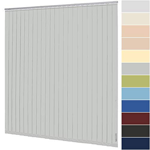 Lamellenvorhang nach Maß Vertikaljalousie 127 mm für Tür und Fenster viele Farben Maßanfertigung Jalousie Lamellen Rollo Wand- und Deckenmontage (Breite 180,1-200 cm x Höhe 180,1-200 cm, Hellgrau) von deko-raumshop