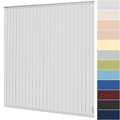 Lamellenvorhang nach Maß Vertikaljalousie 127 mm für Tür und Fenster viele Farben Maßanfertigung Jalousie Lamellen Rollo Wand- und Deckenmontage (Breite 180,1-200 cm x Höhe 180,1-200 cm, Weiß) von deko-raumshop