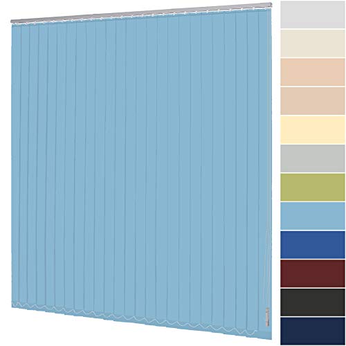 Lamellenvorhang nach Maß Vertikaljalousie 127 mm für Tür und Fenster viele Farben Maßanfertigung Jalousie Lamellen Rollo Wand- und Deckenmontage (Breite 240,1-250 cm x Höhe 200,1-220 cm, Hellblau) von deko-raumshop