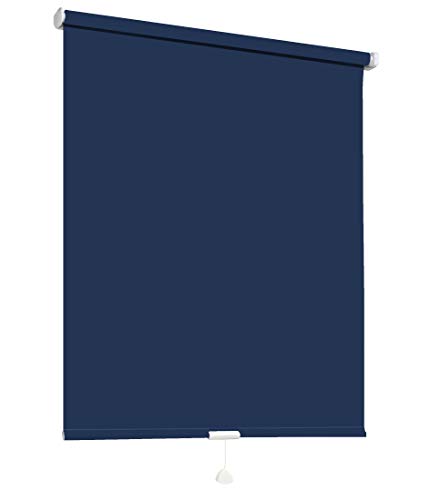 Springrollo Mittelzugrollo Schnapprollo Fenster Rollo Vorhang 16 Farben Breite 62-242 cm Höhe 160 und 230 cm Blickdicht lichtdurchlässig Sonnenschutz Sichtschutz Blendschutz (102 x 160 cm Dunkelblau) von deko-raumshop