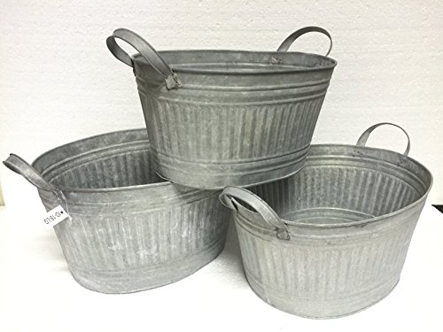 Pflanzschale Pflanztopf Blumentopf Deko Zinkwanne Wanne Vintage Landhausstil Set von dekowonderland