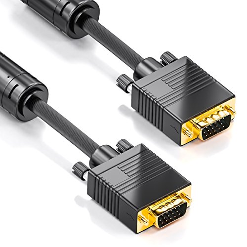 deleyCON 12,5m VGA Kabel 15-polig - S-VGA Monitorkabel D-Sub-Stecker 1080p Full HD geschirmt Knickschutz 2 Ferritfilter vergoldete Kontakte - Schwarz von deleyCON