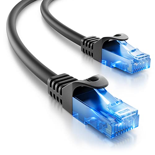 deleyCON 1m CAT.6 Ethernet Gigabit Lan Netzwerkkabel RJ45 CAT6 Kabel Patchkabel Kompatibel zu CAT.5 CAT.5e CAT.6a Cat.7 - Schwarz von deleyCON