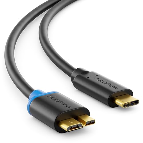 deleyCON 1m USB 3.0 Kabel - Stecker Typ 3.1 - USB C auf Micro USB - 5 Gbit/s Ladekabel Datenkabel für z.B. Smartphone Tablet Notebook Ladegerät - Schwarz von deleyCON