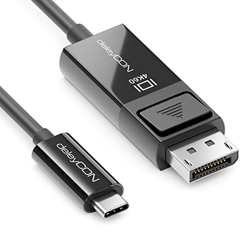 deleyCON 1m USB C auf DisplayPort Kabel - 4K@60hz UHD 2160p - Adapter Konverter - PC Laptop Smartphone auf DP Monitor - Schwarz von deleyCON
