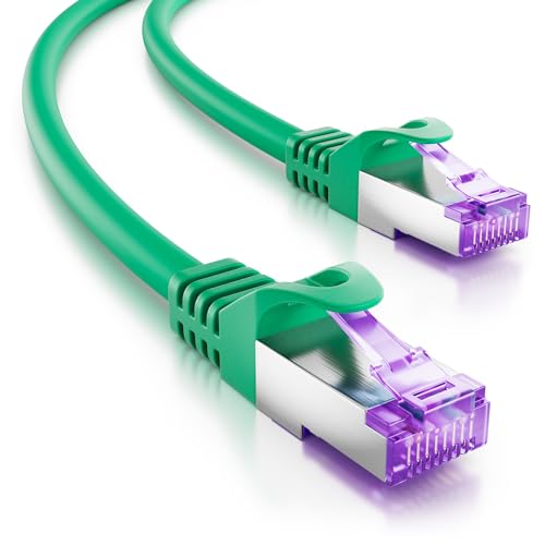 deleyCON 2m CAT7 Netzwerkkabel - 10 Gigabit - RJ45 Patchkabel Ethernet Kabel (Kupfer, SFTP PiMF Schirmung) - für Highspeed LAN DSL Switch Modem Router Patchpanel CAT7 CAT6 CAT5 - Grün von deleyCON