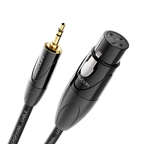 deleyCON 3,0m XLR auf 3,5mm Klinke Stereo - Mikrofonkabel Audio Adapter Kabel AUX - Studio Qualität - aus reinem OFC Kupfer (AWG24) XLR Buchse auf Klinke 3,5mm Stecker - Metallverriegelung von deleyCON