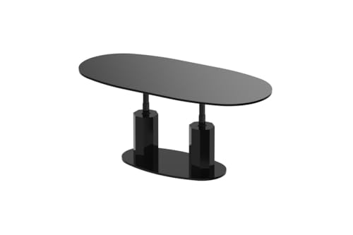 Design Couchtisch HBL-111 Tisch stufenlos höhenverstellbar ausziehbar oval Esstisch, Farbe:Schwarz Hochglanz Design Couchtisch HBL-111 Tisch stufenlos höhenverstellbar ausziehbar oval Esstisch, Farbe:Schwarz Hochglanz von designimpex