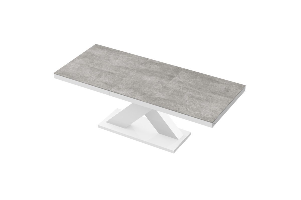 designimpex Esstisch Design Tisch HE-888 Grau Beton - Weiß Hochglanz ausziehbar 160 bis 210 von designimpex