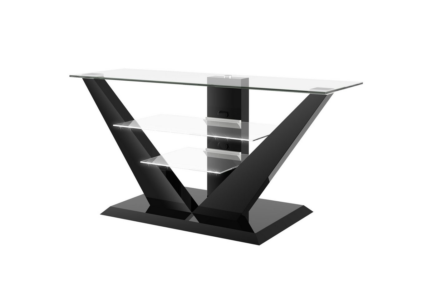 designimpex TV-Rack Design Fernsehtisch HL-111 Hochglanz Glas LED TV Möbel Rack von designimpex