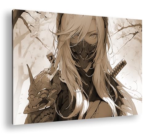 deyoli Entschlossene Kriegerin mit Maske und weißen Haaren, umgeben von zarten Kirschblüten. Format: 120x80 cm Effekt:Sepia als Leinwandbild, Motiv auf Echtholzrahmen, Hochwertiger Digitaldruck deyoli Entschlossene Kriegerin mit Maske und weißen Haaren, umgeben von zarten Kirschblüten. Format: 120x80 cm Effekt:Sepia als Leinwandbild, Motiv auf Echtholzrahmen, Hochwertiger Digitaldruck von deyoli