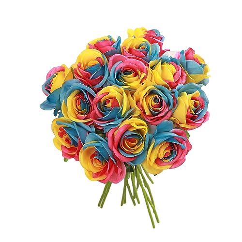 dijiusidy 2 Stück Hochzeitsdekoration mit Rosen, künstliche Blumen, atemberaubende Dekorationen für den großen Tag, realistisch und elegant, Leichter Regenbogen, jb2010 von dijiusidy