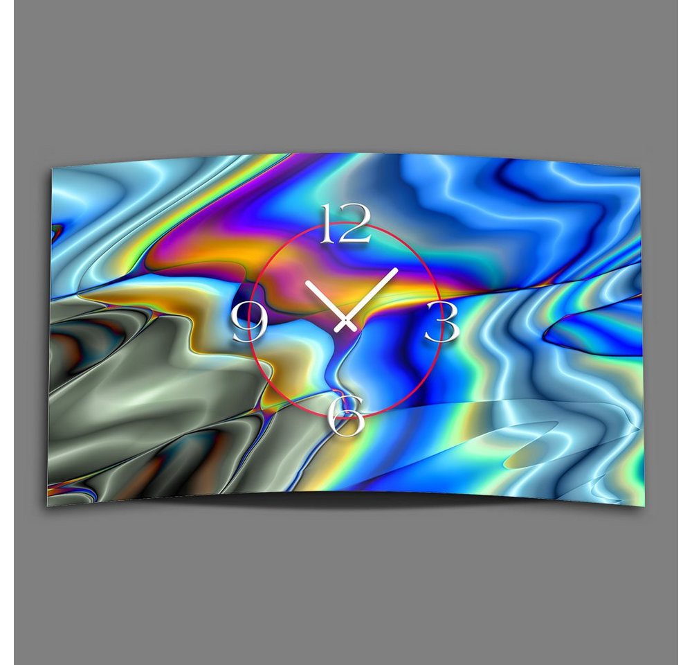 dixtime Wanduhr Abstrakt Farbverlauf bunt Designer Wanduhr modernes Wanduhren Design (Einzigartige 3D-Optik aus 4mm Alu-Dibond) von dixtime