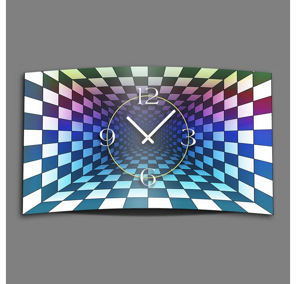 dixtime Wanduhr Abstrakt Space Chessboard Designer Wanduhr modernes Wanduhren Design (Einzigartige 3D-Optik aus 4mm Alu-Dibond) von dixtime