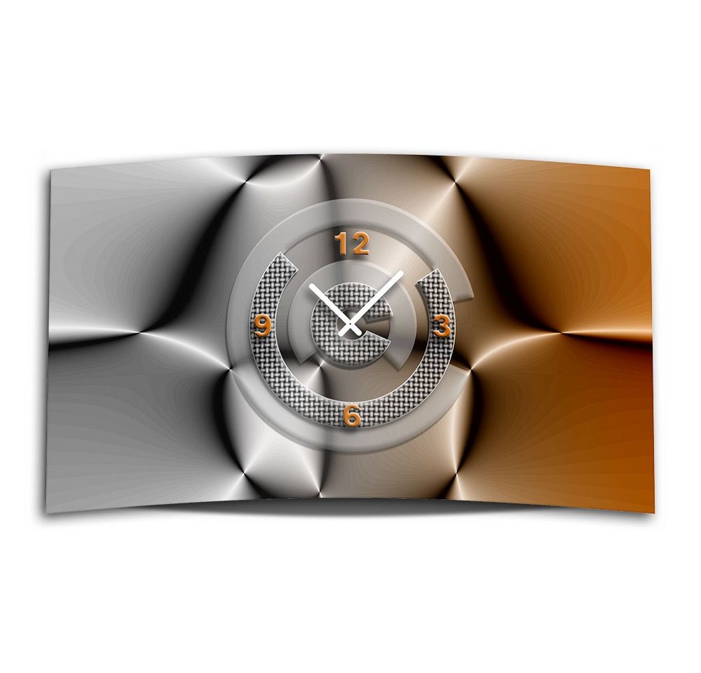 dixtime Wanduhr Abstrakt grau braun Designer Wanduhr modernes Wanduhren Design leise (Einzigartige 3D-Optik aus 4mm Alu-Dibond) von dixtime